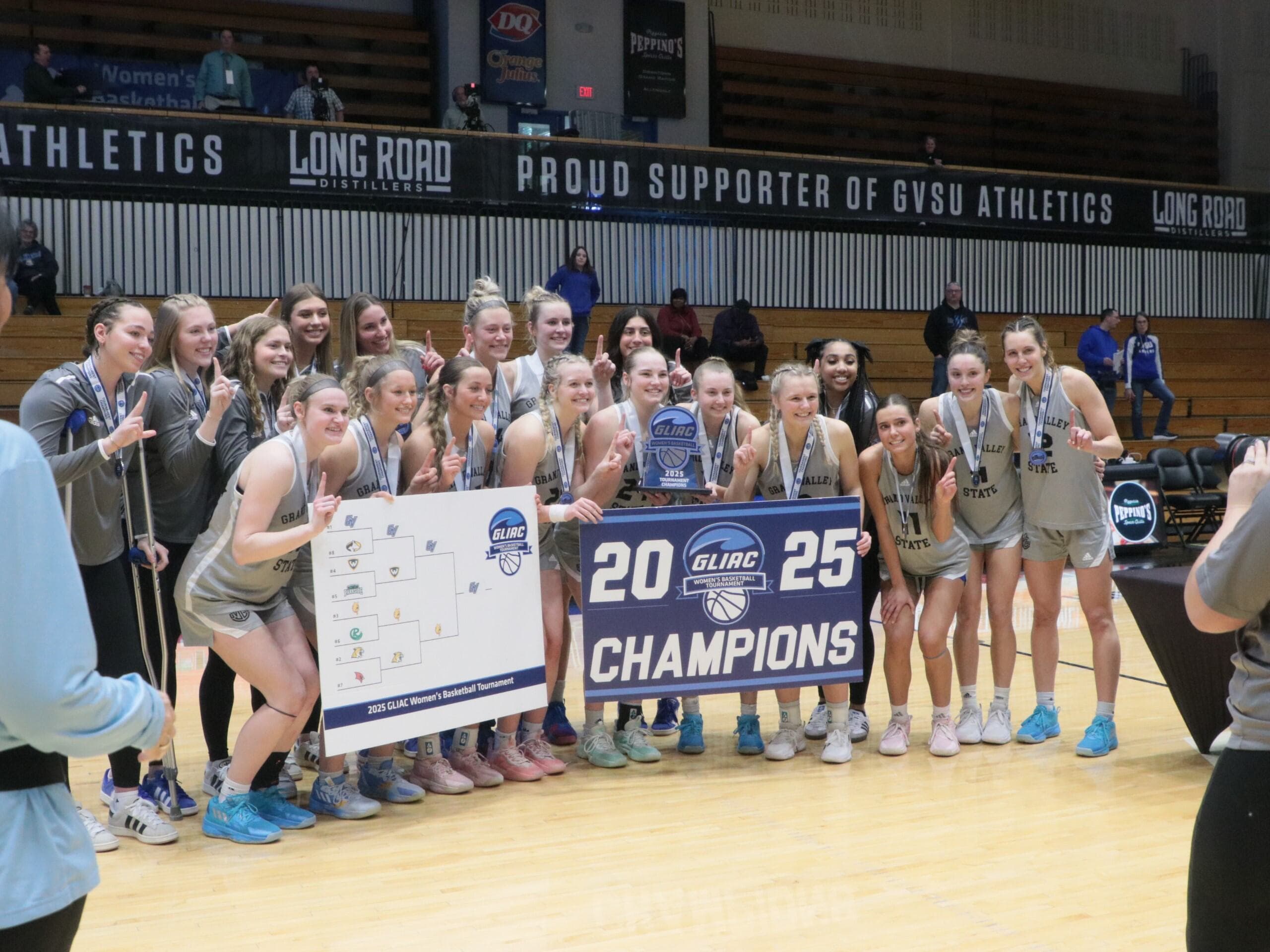 Grand Valley athletes celebrating together